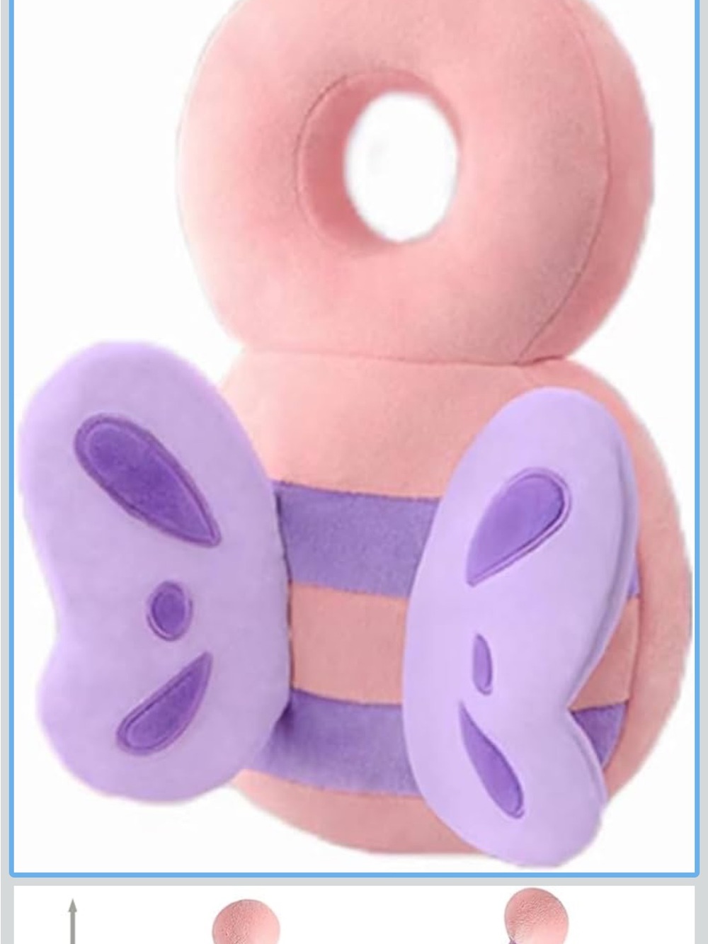 Pink and Purple Plush Butterfly Head Support for Kids
